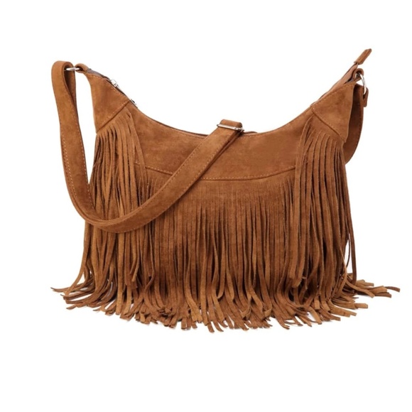 Handbags - Western Vegan Suede Zipper Fringe Hobo shoulder Bag